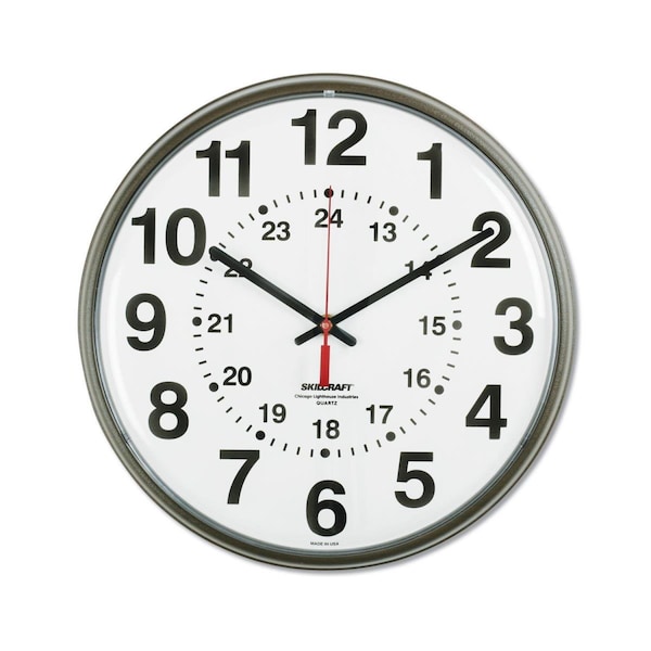 Downbeat 12.75 in. Overall Diameter 1 AA SKILCRAFT Atomic Slimline Wall Clock Black Case DO3744730 - main
